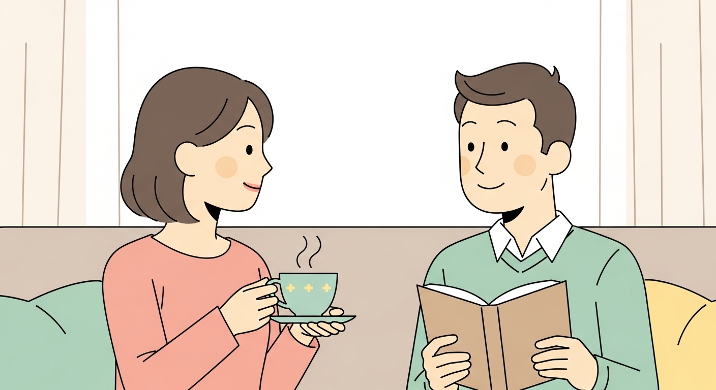 仲良く話す夫婦