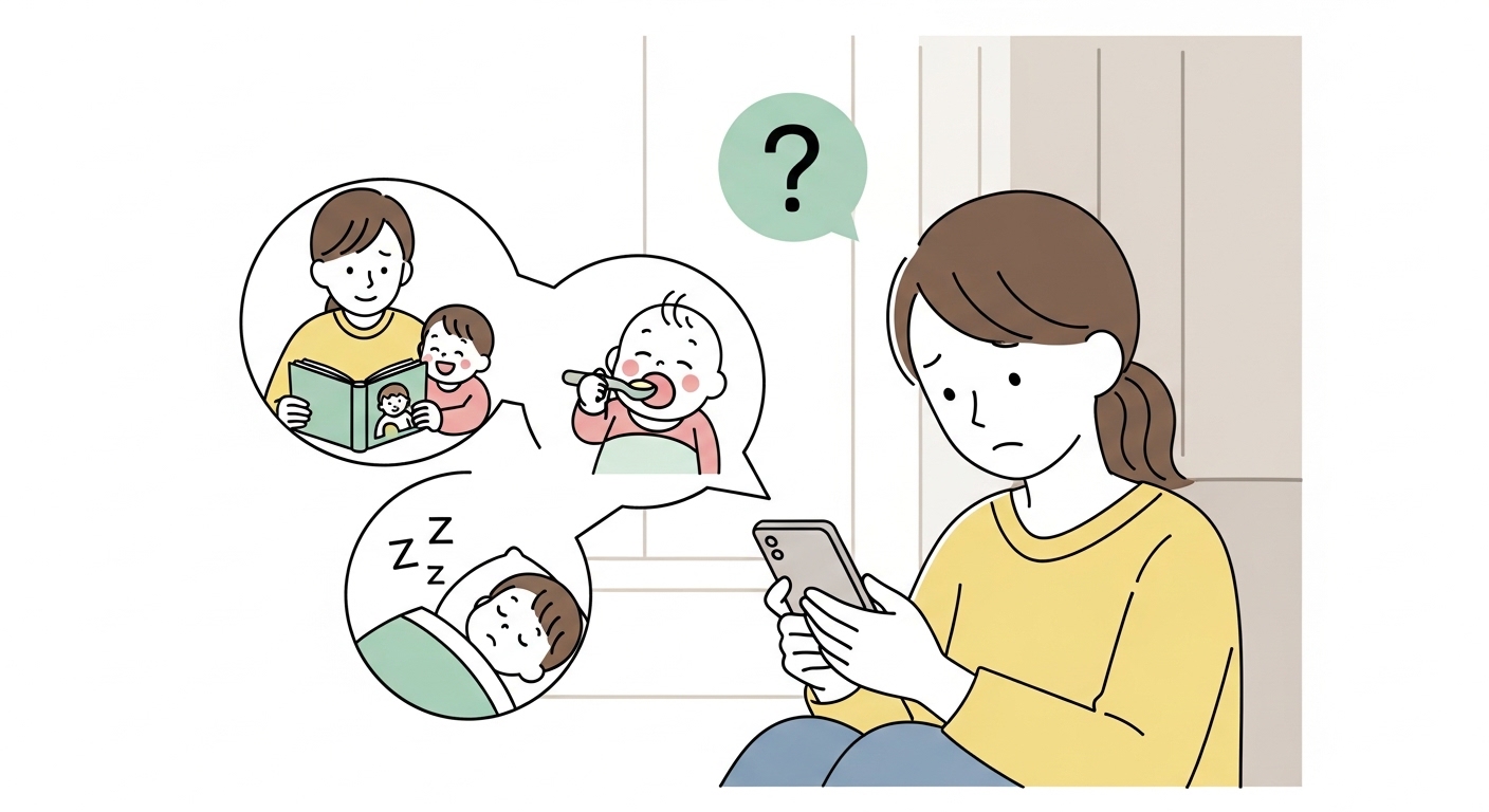 子育てに関する情報収集をしている図